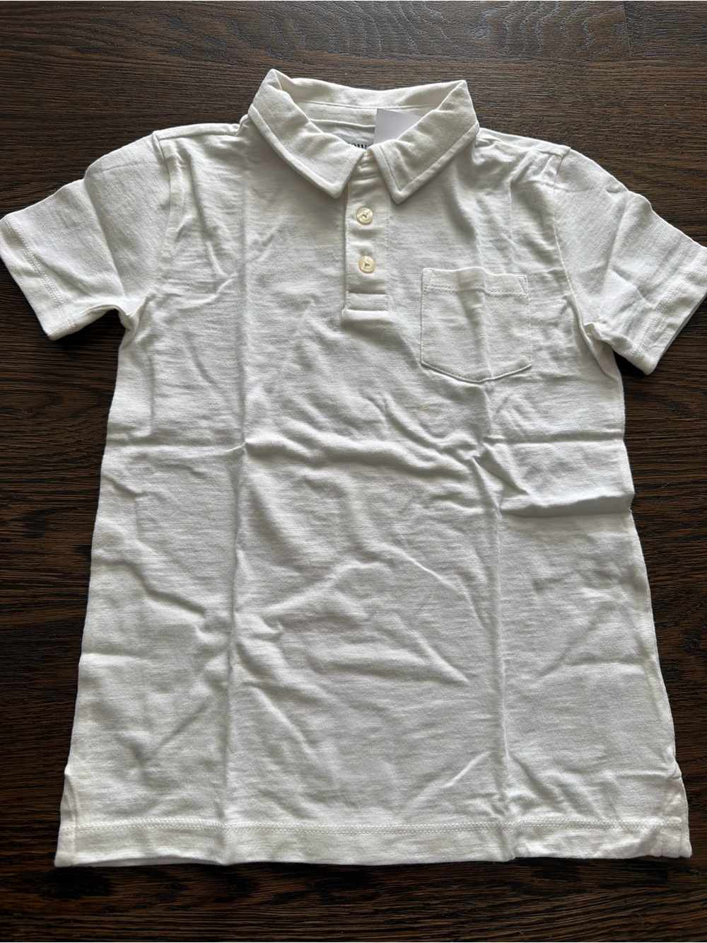 Crewcuts Everyday Boys Polo Shirt Size 6/7 Off-White Short Sleeve Collared Shirt